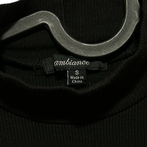 3 For 15 | Ambiance Black Ribbed Mock Neck Cropped Long Sleeve Top - Picture 2 of 4